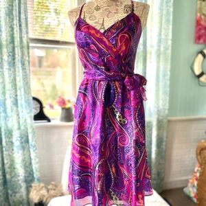 TINA TURK Purple Printed Paisley Dress